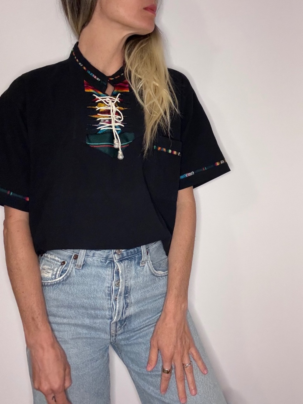Vintage Tunic Bohemian Oversized Top Darl Navy